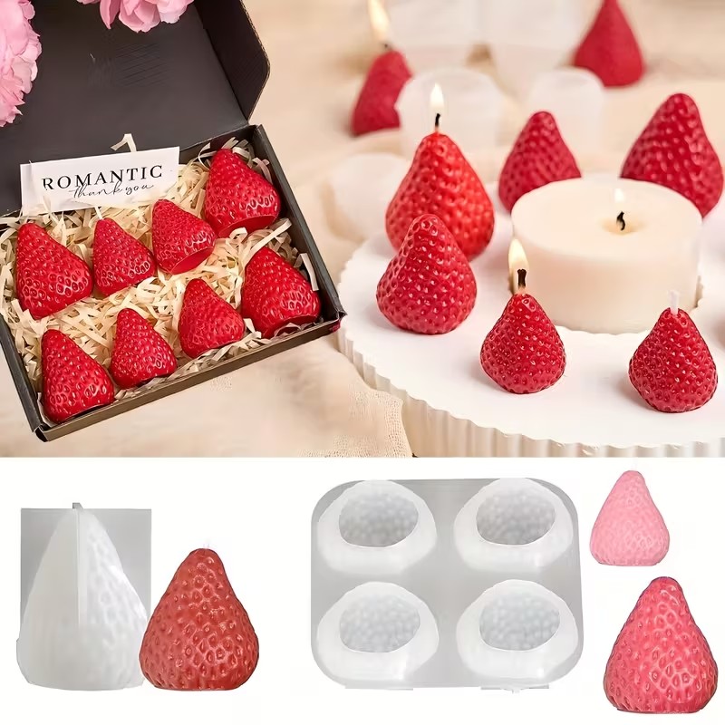 Soap Making Ins - Strawberry Silicone Candle Mold for DIY