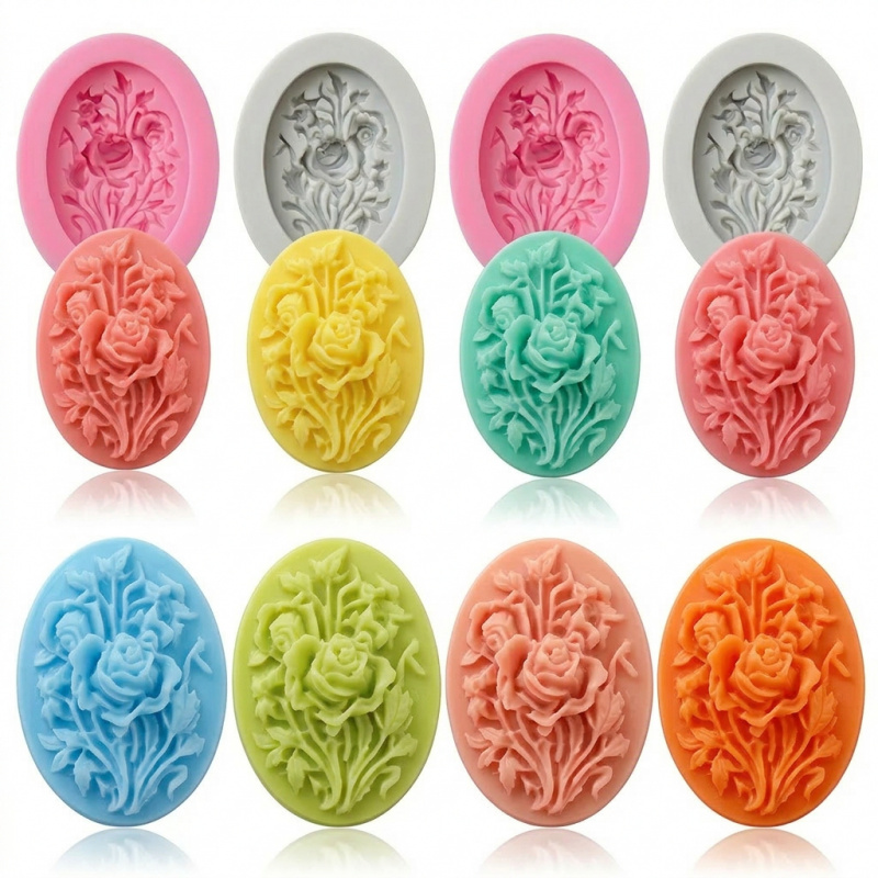 Soap Making Ins - 4 Silicone mold with flower shape，Easy-to-demold