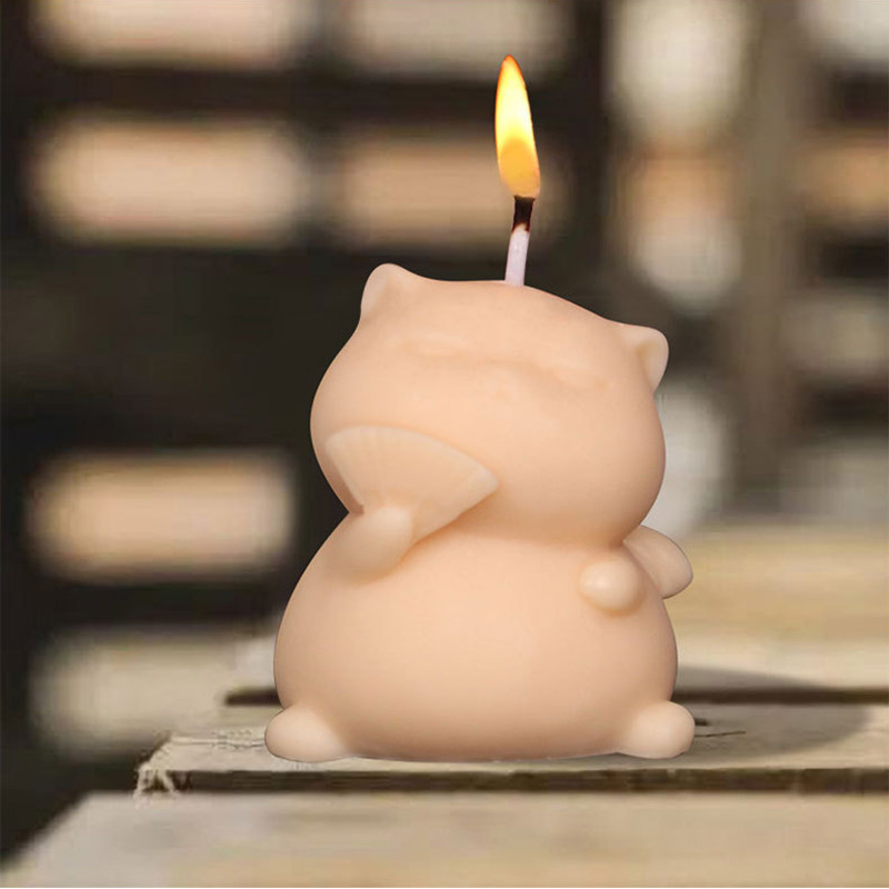 Cute Fat Cat Silicone Candle M - Soap Making Animal Fat recension och pris