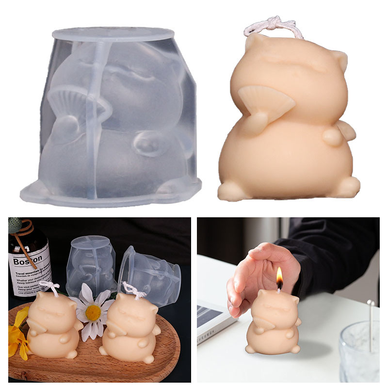 Cute Fat Cat Silicone Candle M - Soap Making Animal Fat recension och pris