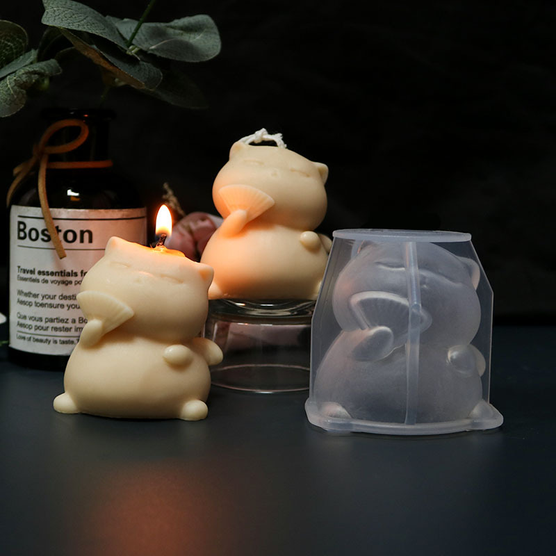 Cute Fat Cat Silicone Candle M - Soap Making Animal Fat recension och pris